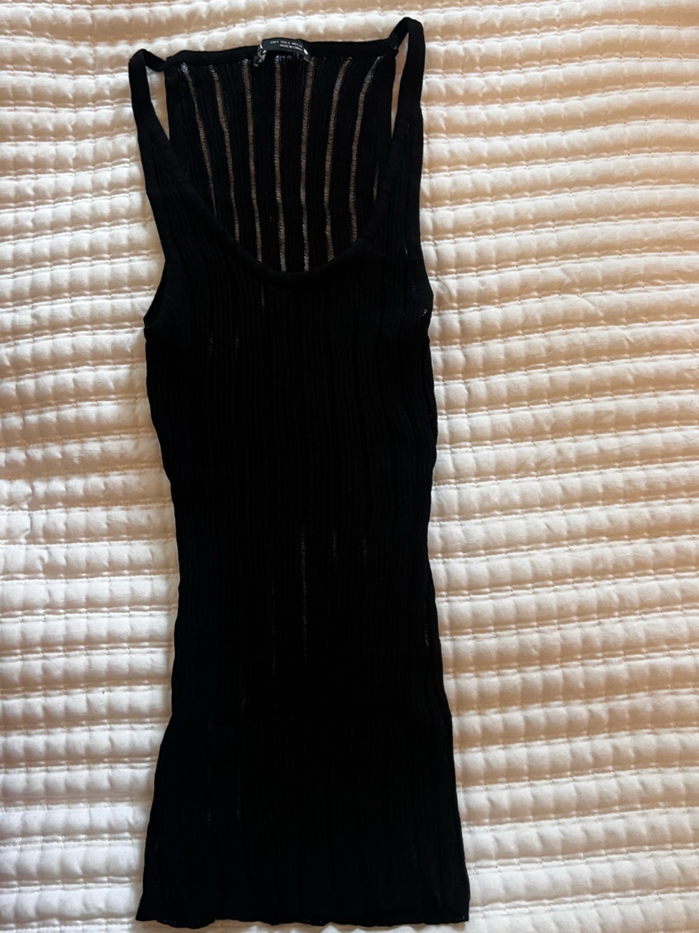 ZARA Sheer Black Striped Knit Tank